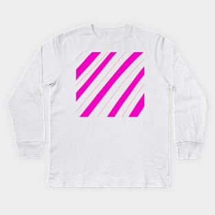 Pink red stripes retro art design Kids Long Sleeve T-Shirt